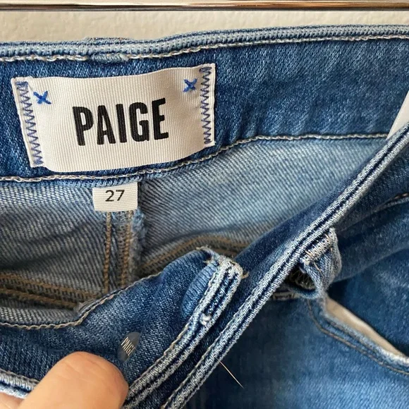PAIGE Stella High Rise Modern Straight Leg Distressed Women Size 27 Jean Denim - Picture 4 of 9